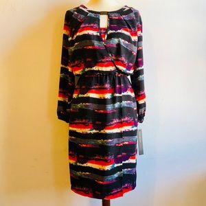 NWT Andrew Marc Printed Long Sleeve Midi Dress